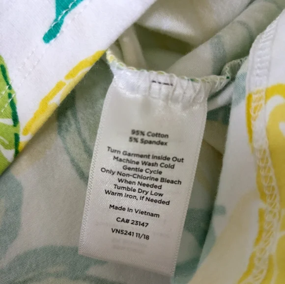 Talbots Lemon Lime Print Cotton Blend 3/4 Sleeve Boat Neck Top Size PS‎ Summer - Picture 6 of 6